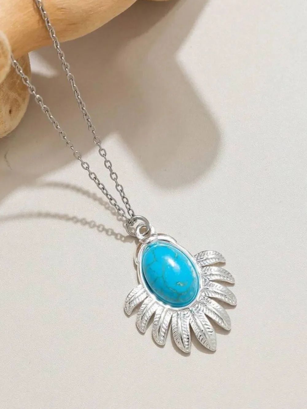 Turquoise Sunburst Pendant Necklace S1464